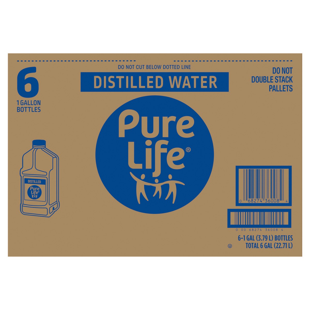 slide 8 of 8, Pure Life Distilled Water, 1-Gallon, Plastic Bottled Water (6 Pack) Front Handle, 1 g