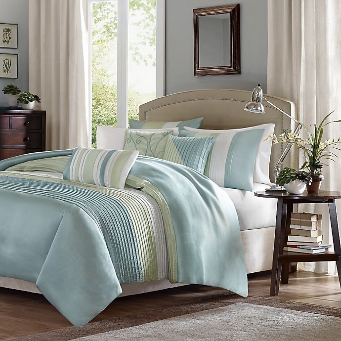 slide 1 of 5, Madison Park Amherst Queen Duvet Cover Set - Green, 1 ct