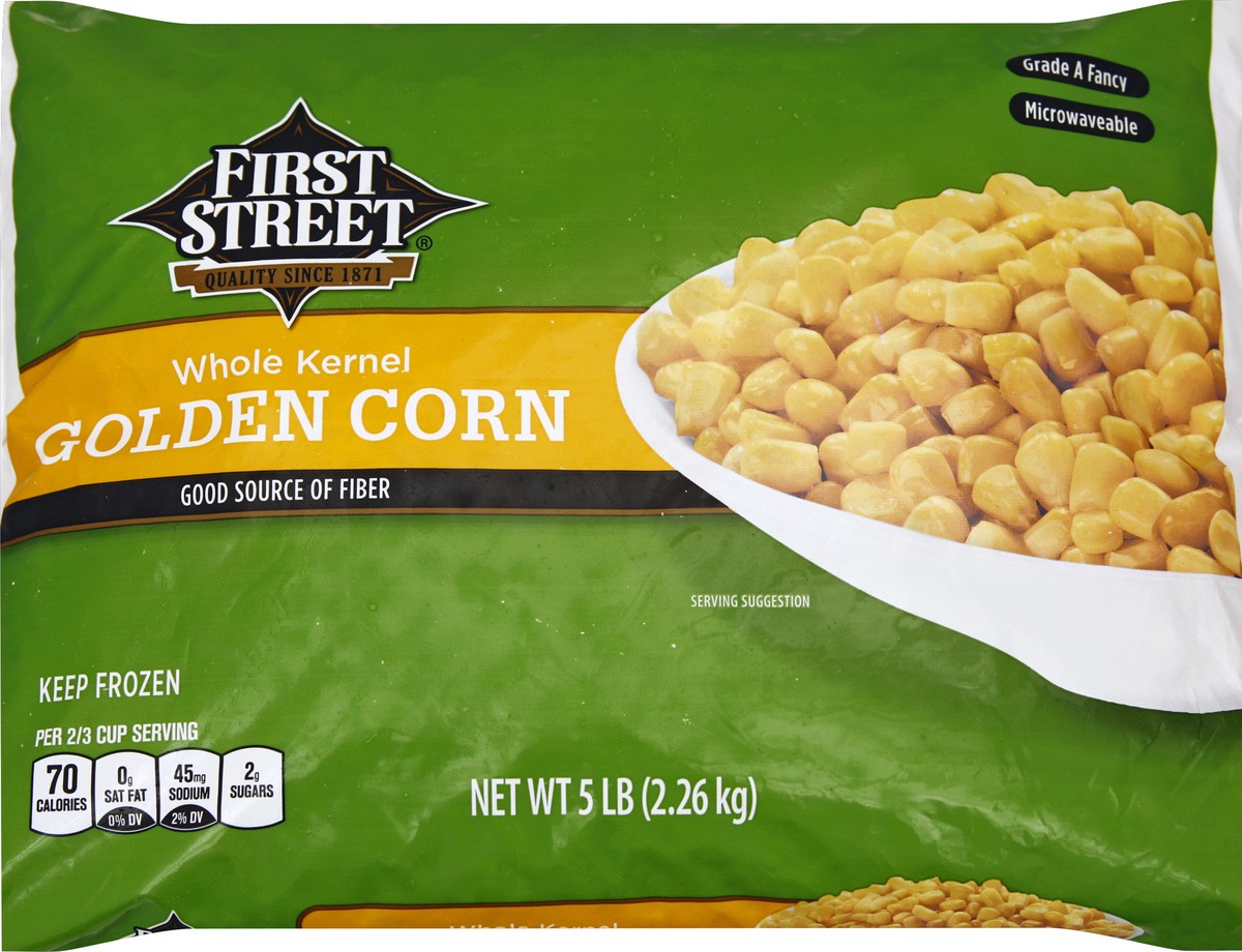 slide 4 of 6, First Street Whole Kernel Golden Corn, 5 lb