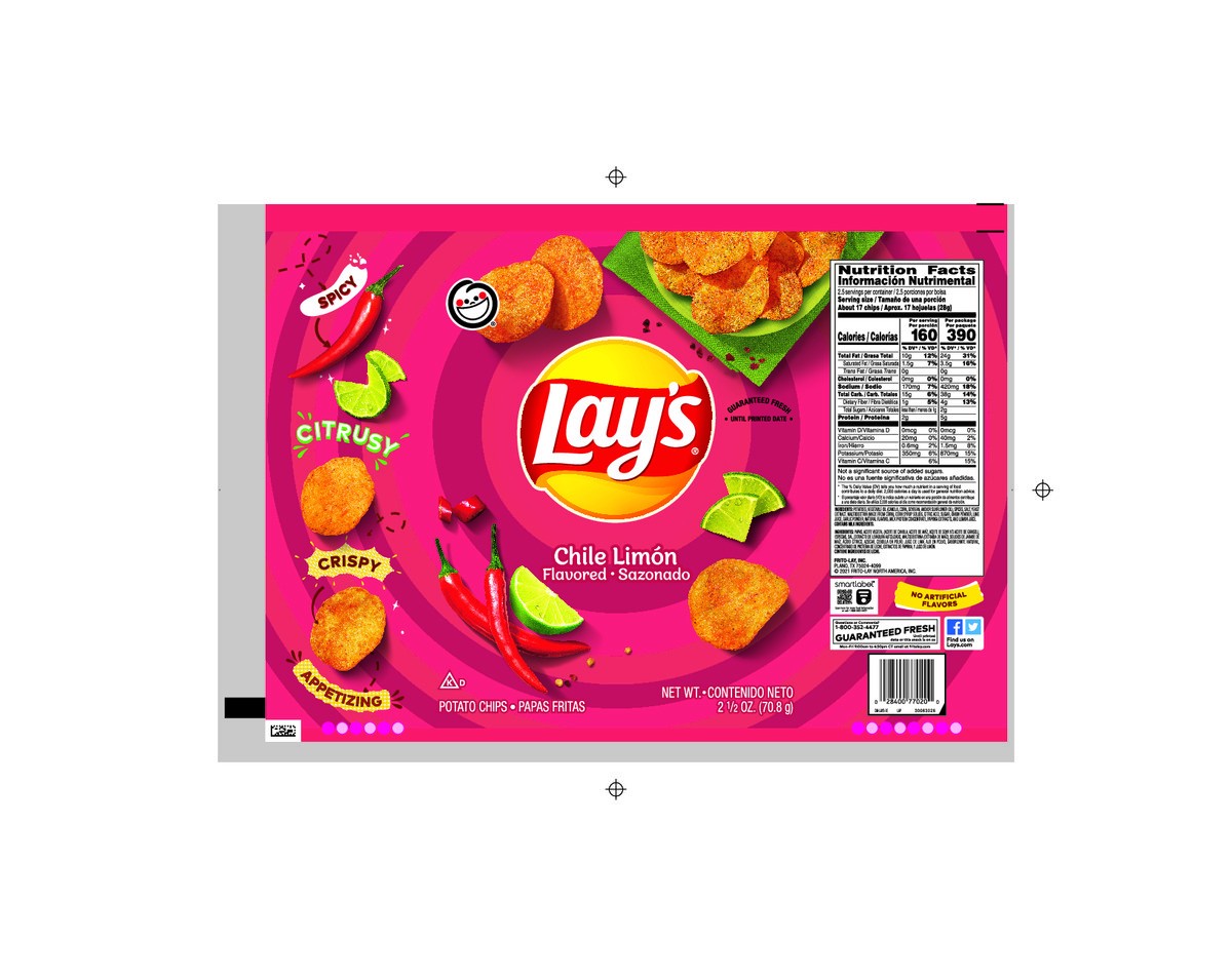 slide 6 of 8, Lay's Potato Chips Chile Limon Flavored 2 1/2 Oz, 2.5 oz