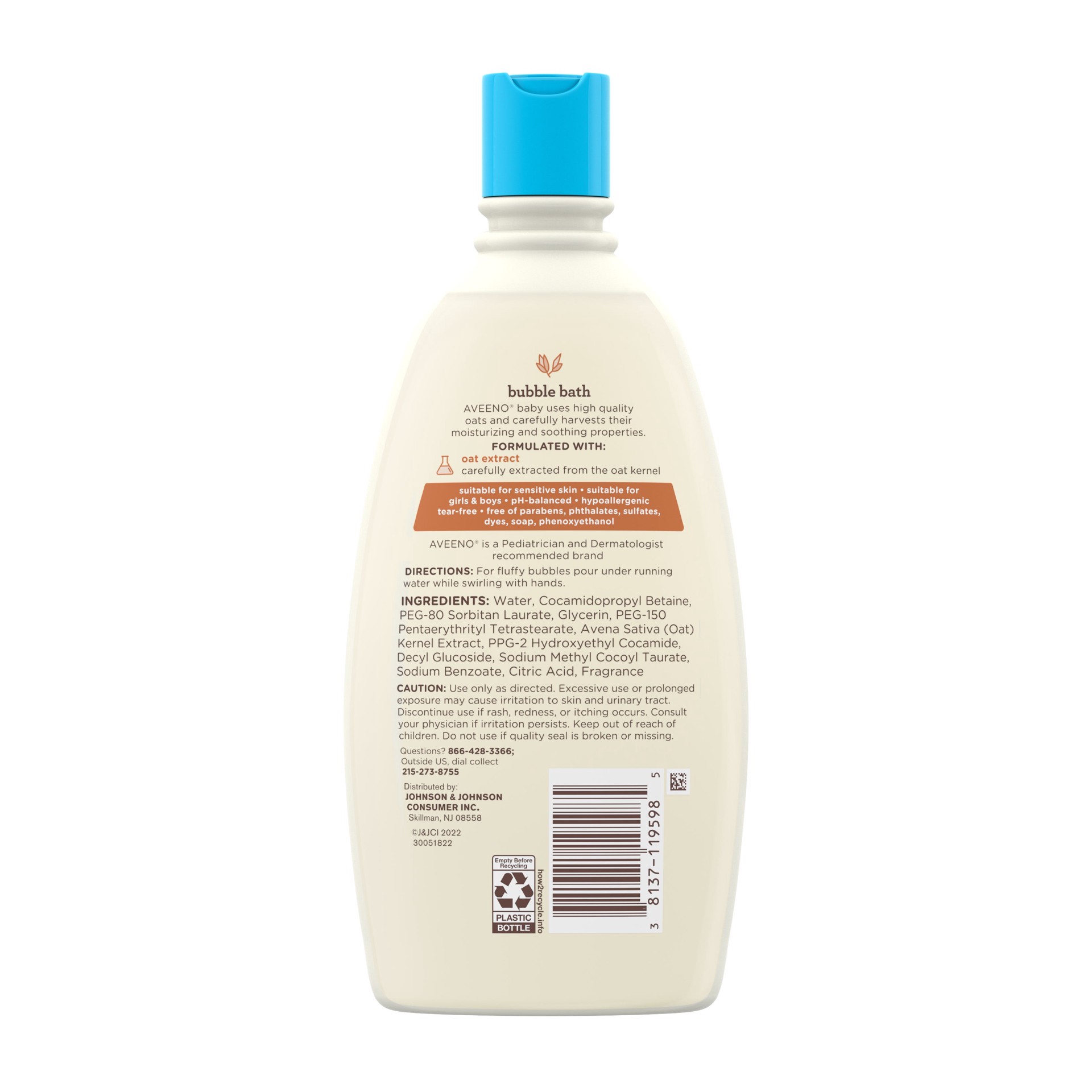 slide 3 of 9, Aveeno Sensitive Skin Bubble Bath with Oat Extract 19.2 fl oz, 19.2 fl oz