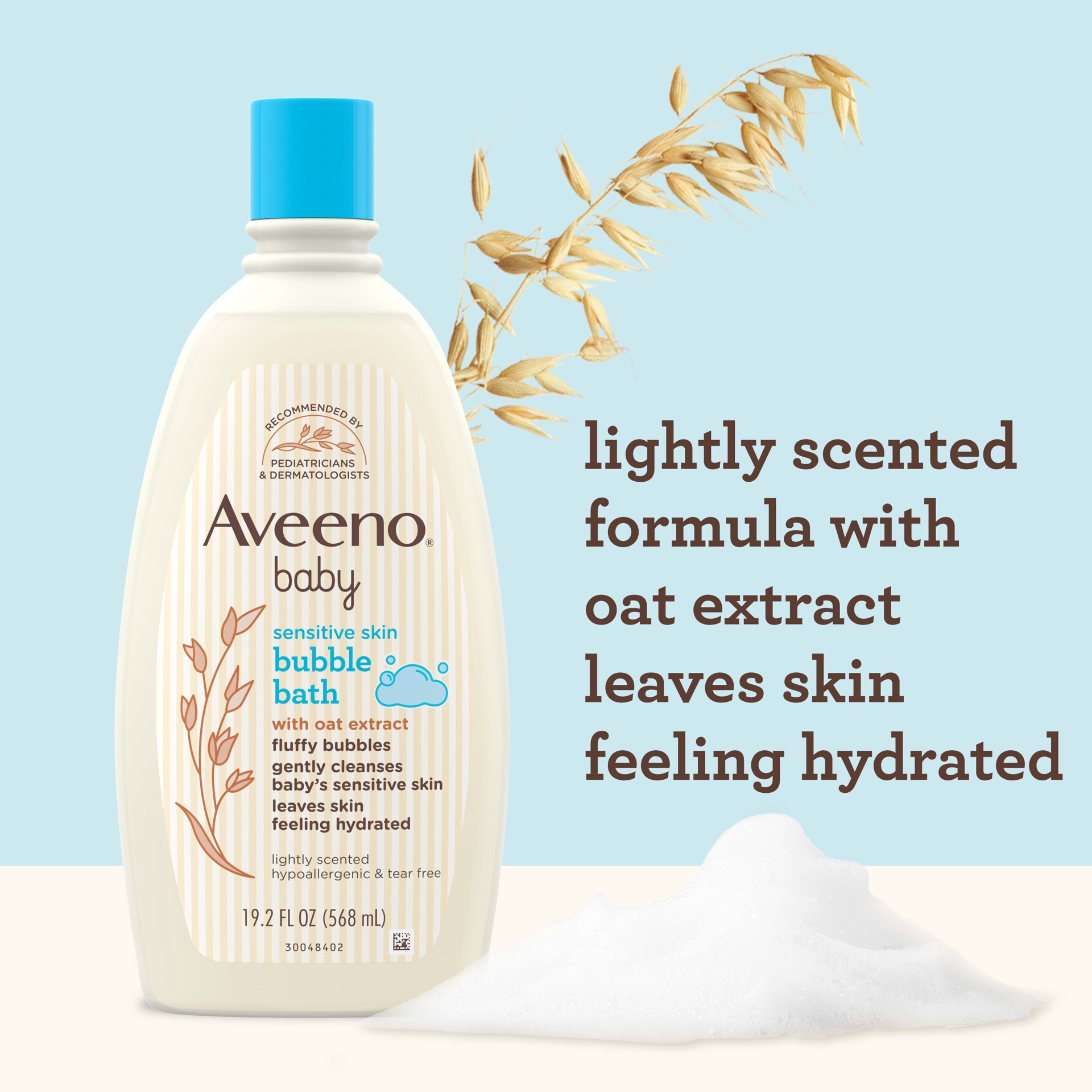 slide 9 of 9, Aveeno Sensitive Skin Bubble Bath with Oat Extract 19.2 fl oz, 19.2 fl oz