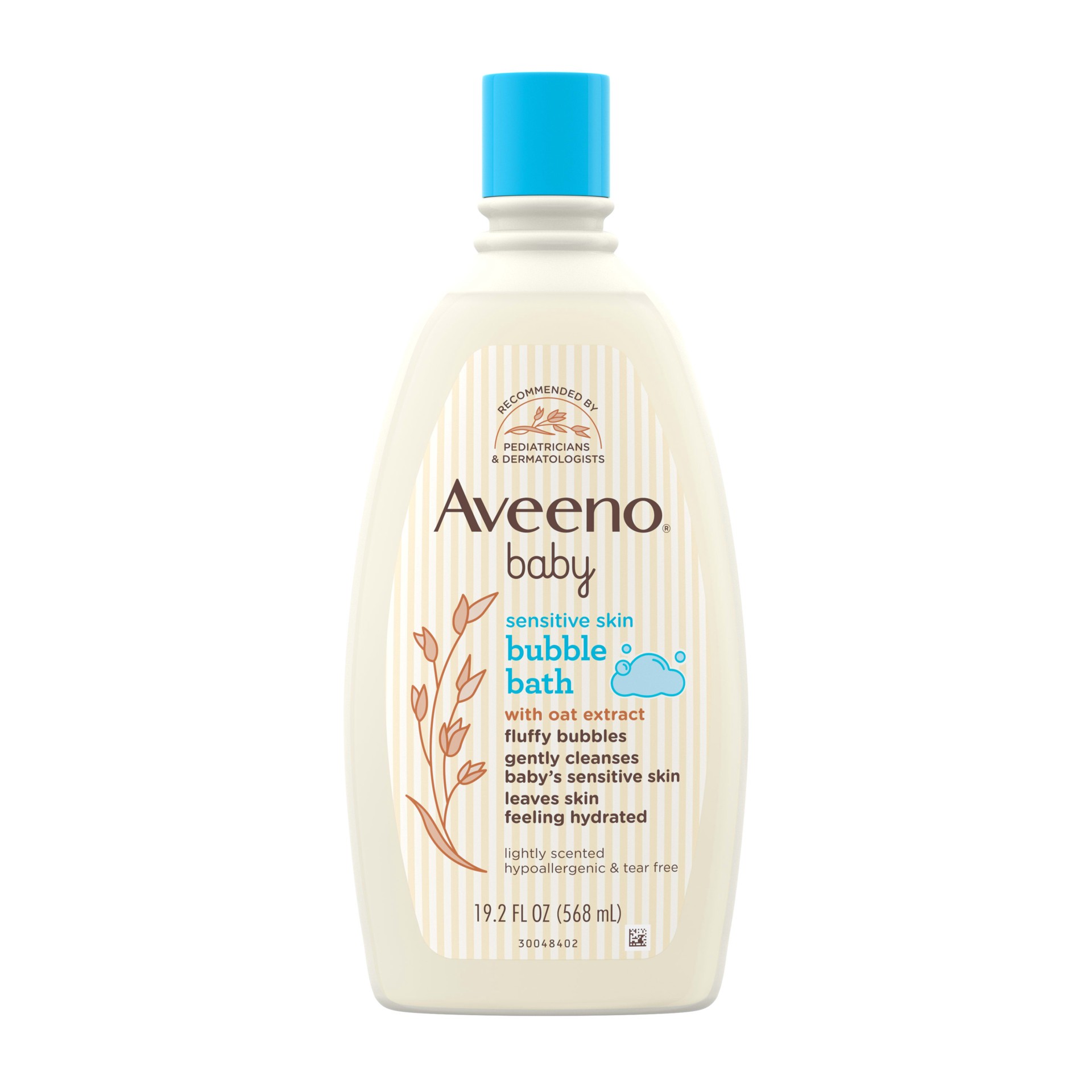 slide 1 of 9, Aveeno Sensitive Skin Bubble Bath with Oat Extract, 19.2 fl. Oz, 18 fl oz