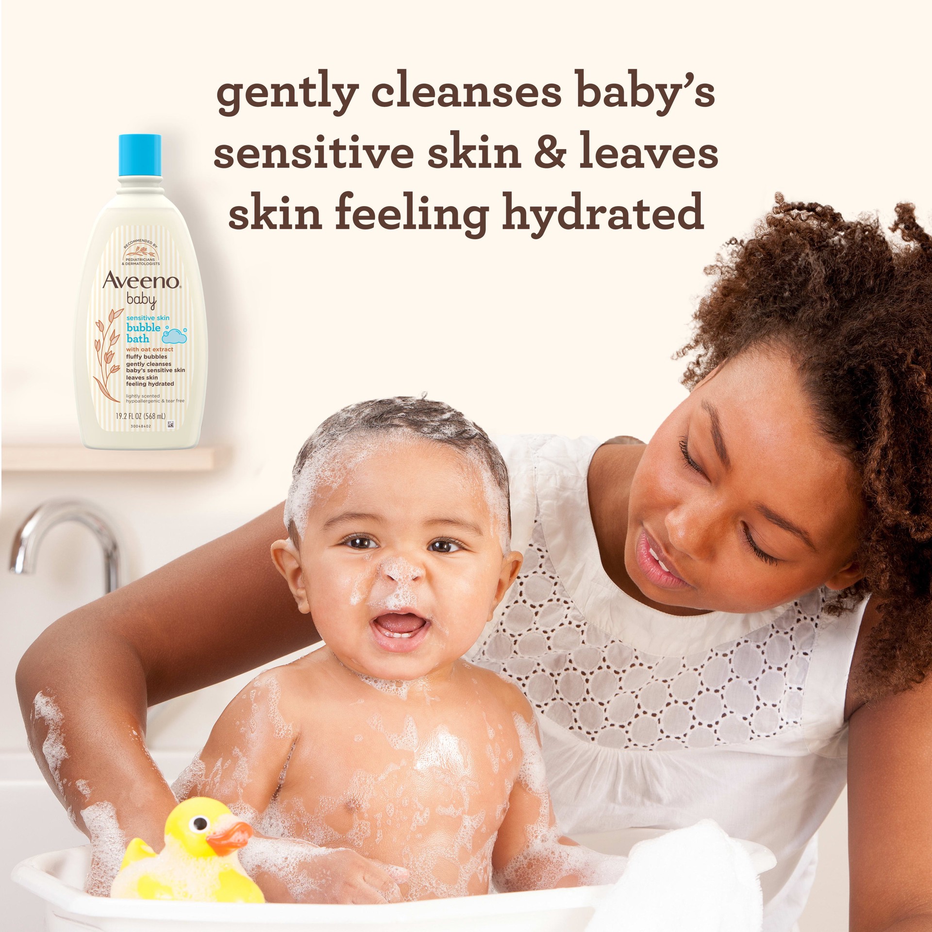 slide 2 of 9, Aveeno Sensitive Skin Bubble Bath with Oat Extract 19.2 fl oz, 19.2 fl oz