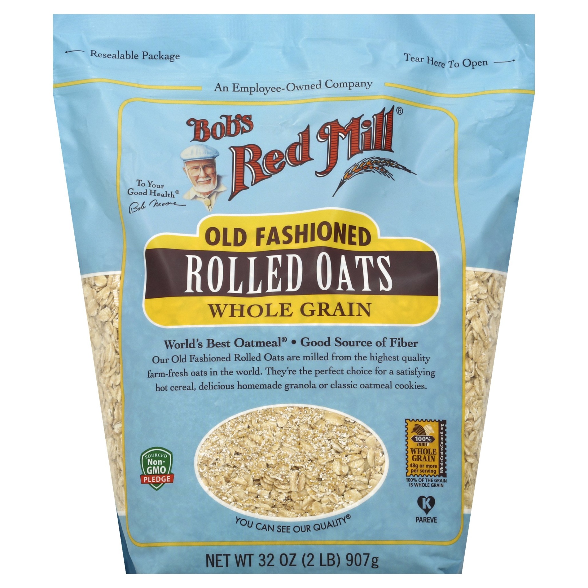 slide 1 of 2, Bob's Red Mill Old Fashion Rolled Oats Whole Gr, 32 oz