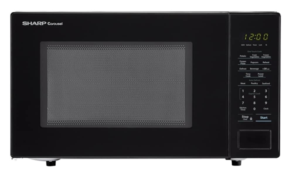 slide 1 of 1, Sharp Carousel 1000-Watt Countertop Microwave Oven - Black, 1.1 cu ft