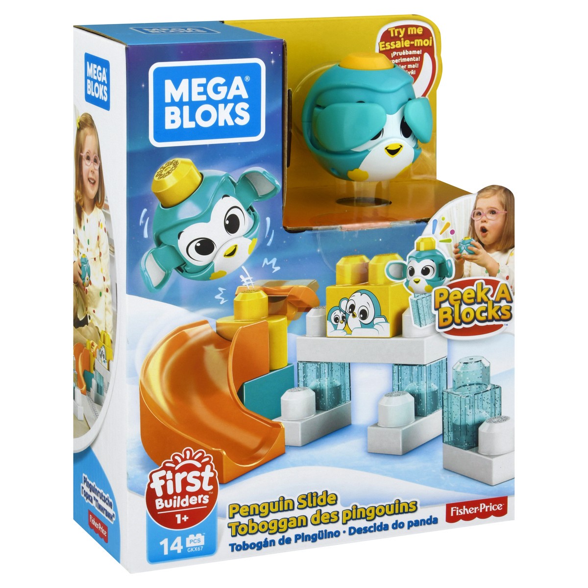 slide 4 of 9, Mega Bloks 14 Pcs Penguin Slide Peek A Blocks 1 ea, 1 ea