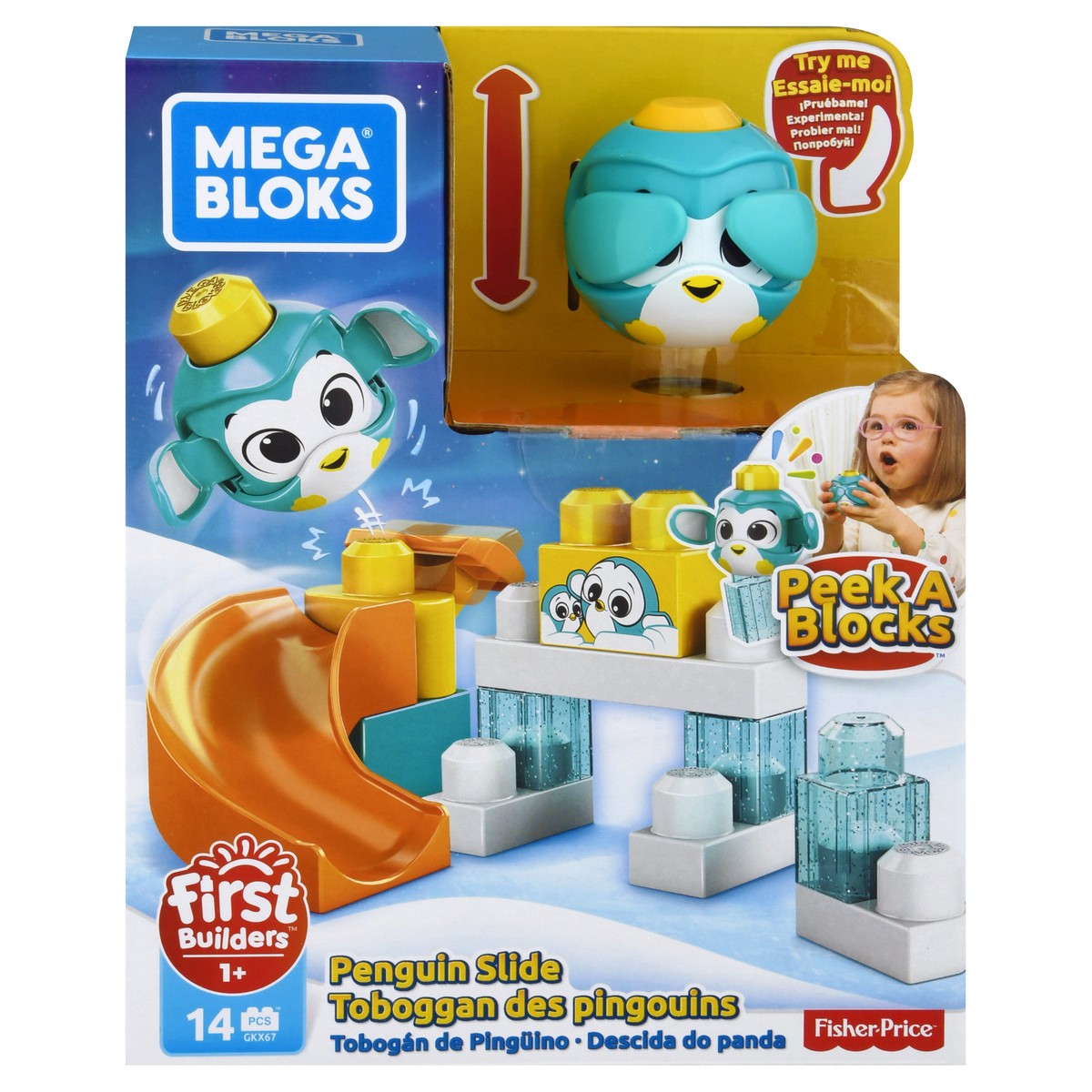 slide 1 of 9, Mega Bloks 14 Pcs Penguin Slide Peek A Blocks 1 ea, 1 ea