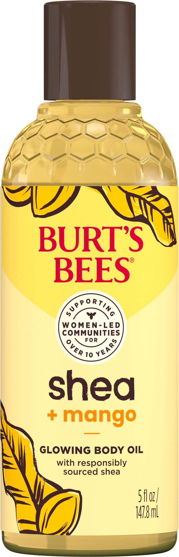 slide 3 of 5, Burt's Bees Shea + Mango Glowing Body Oil, Natural Origin Skin Care, 1 Bottle, 5 oz., 5 fl oz