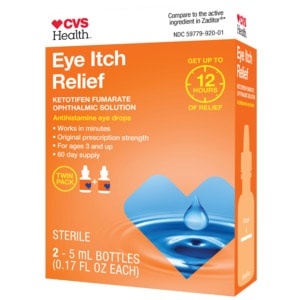 slide 1 of 1, CVS Health Eye Itch Relief Antihistamine Eye Drops, 2 ct; 0.34 oz