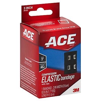 slide 1 of 1, ACE Black Compression Bandage with Metal Clips, 3 in