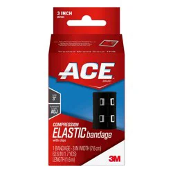 ACE Black Compression Bandage with Metal Clips