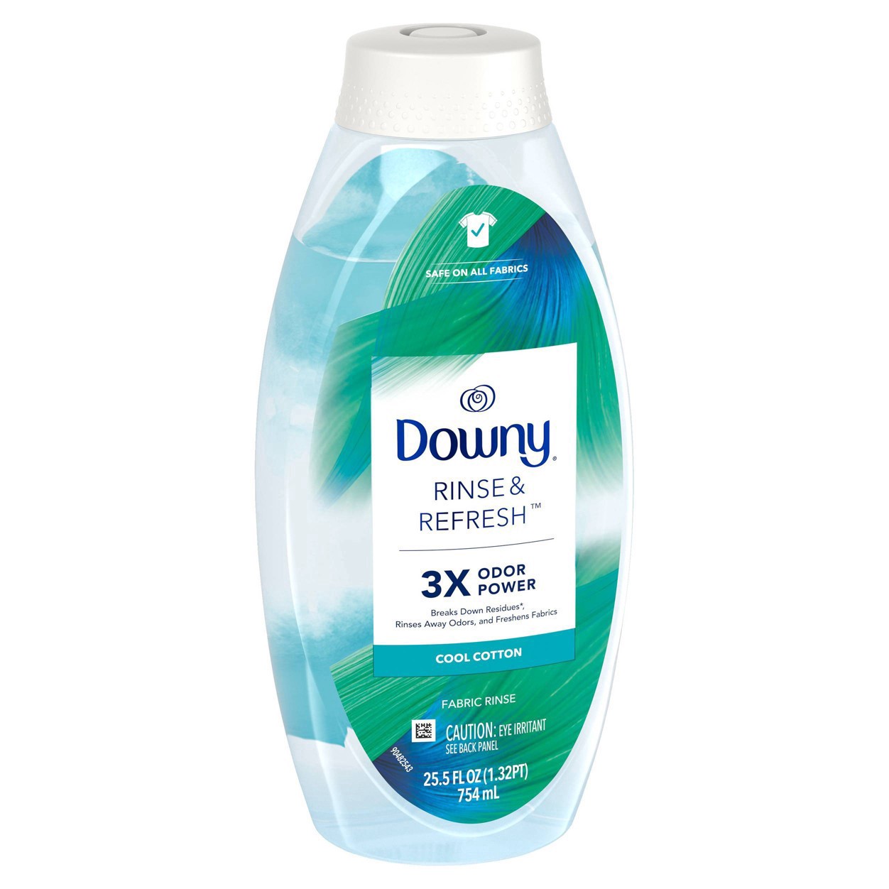 slide 5 of 9, Downy RINSE & REFRESH Laundry Odor Remover and Fabric Softener, Cool Cotton, 25.5 fl oz, Safe on ALL Fabrics, Gentle on Skin, HE Compatible, 25.5 fl oz