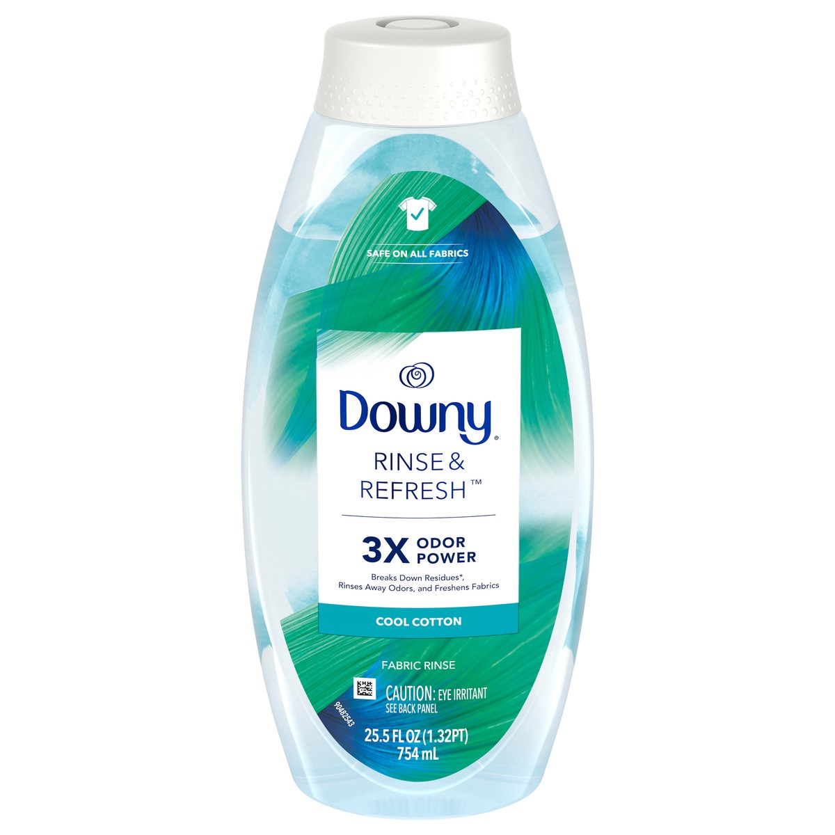 slide 1 of 9, Downy RINSE & REFRESH Laundry Odor Remover and Fabric Softener, Cool Cotton, 25.5 fl oz, Safe on ALL Fabrics, Gentle on Skin, HE Compatible, 25.5 fl oz