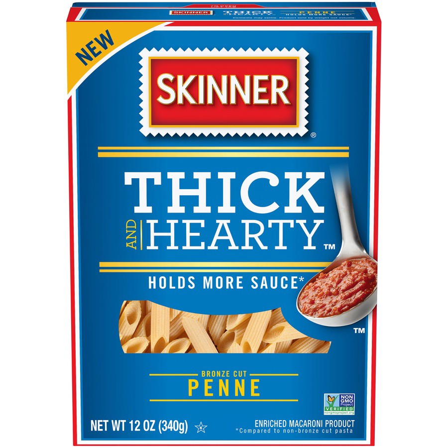 slide 1 of 8, Skinner Thick & Hearty Penne Pasta, 12 oz