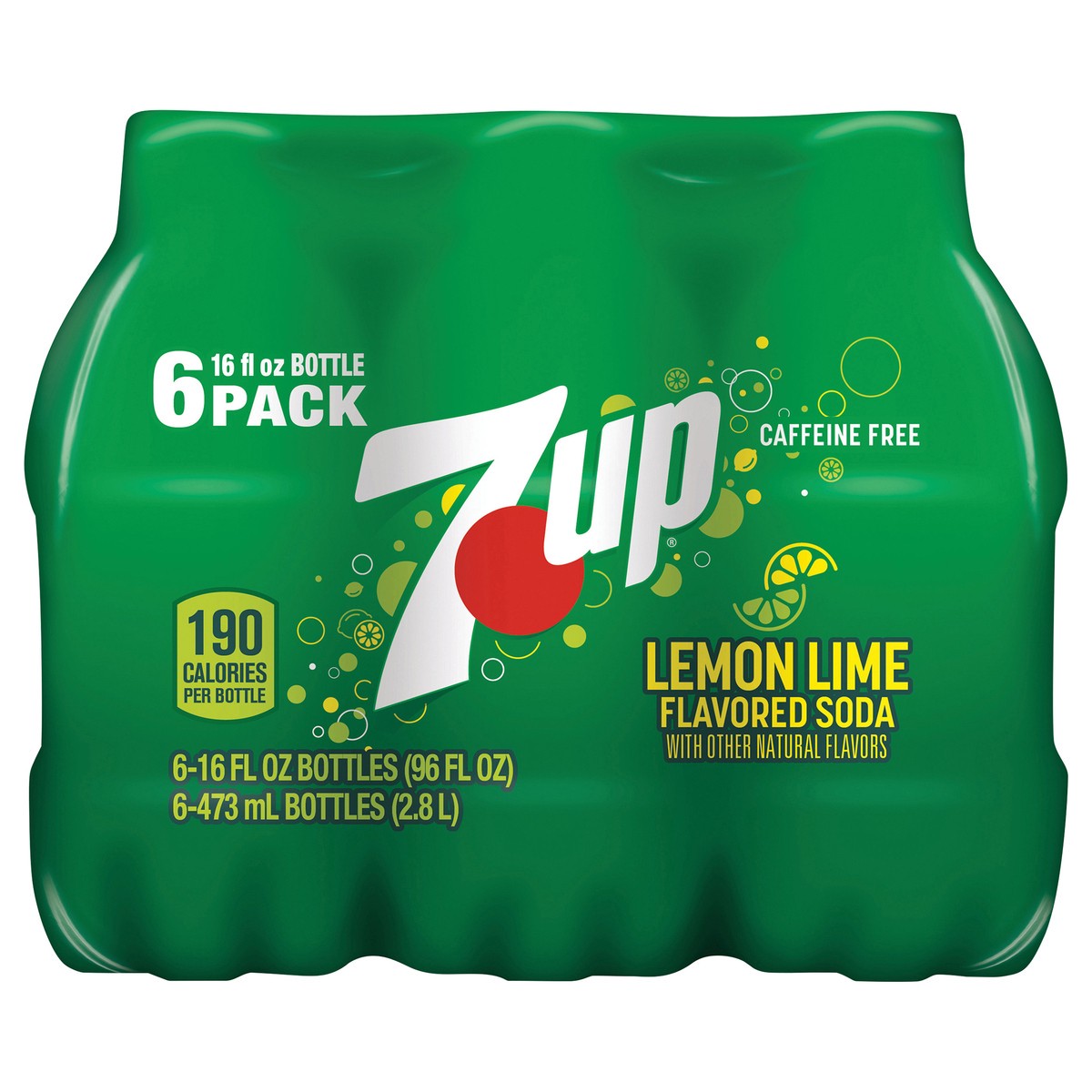 slide 1 of 1, 7UP Lemon Lime Soda, 16 fl oz bottles, 6 pack, 6 ct