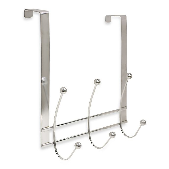 slide 1 of 1, Home Basics Over-the-Door 3-Hook Flat Wire Hanger - Chrome, 1 ct