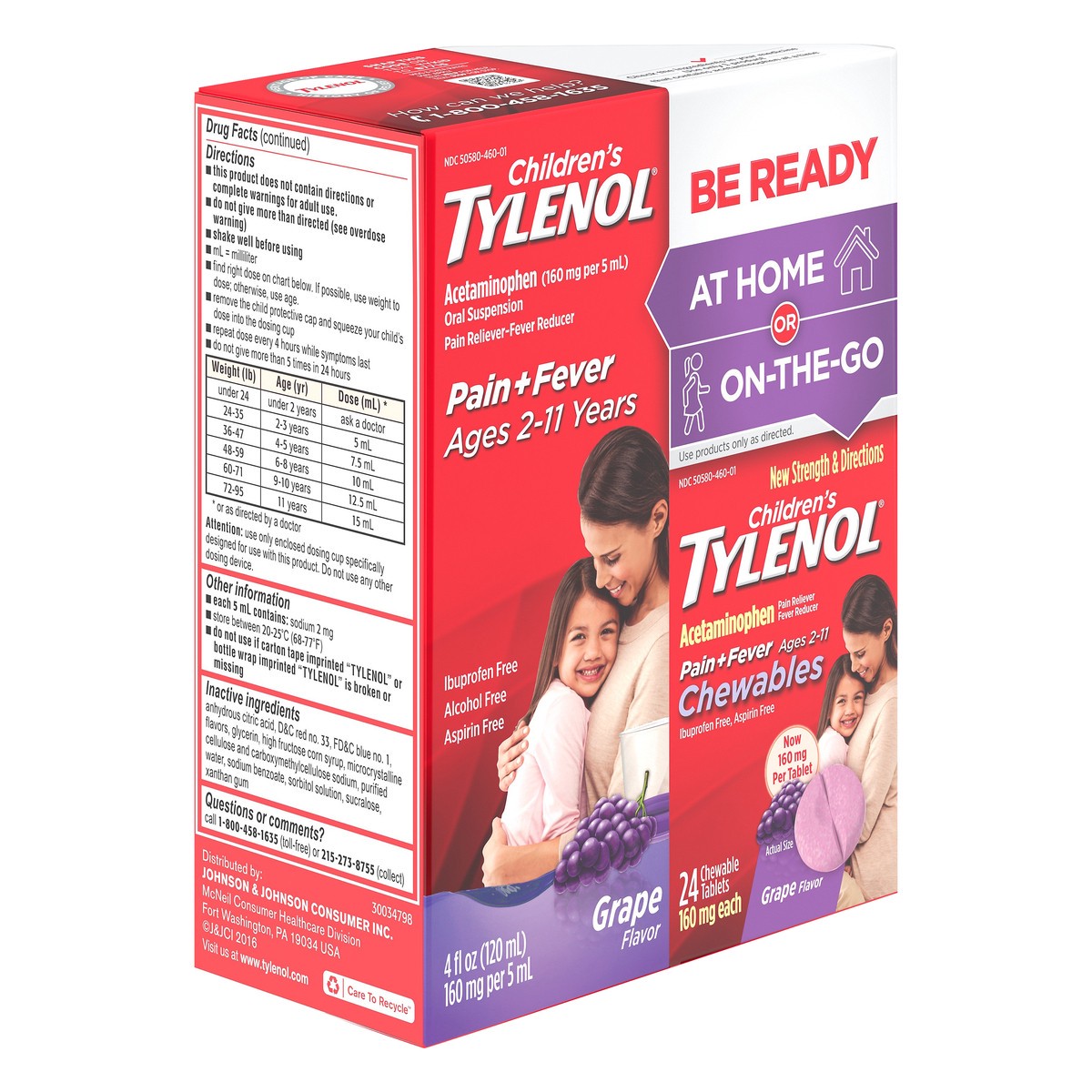 slide 3 of 7, Children's Tylenol Pack With Liquid Oral Suspension And Grape Chewables, 24 ct