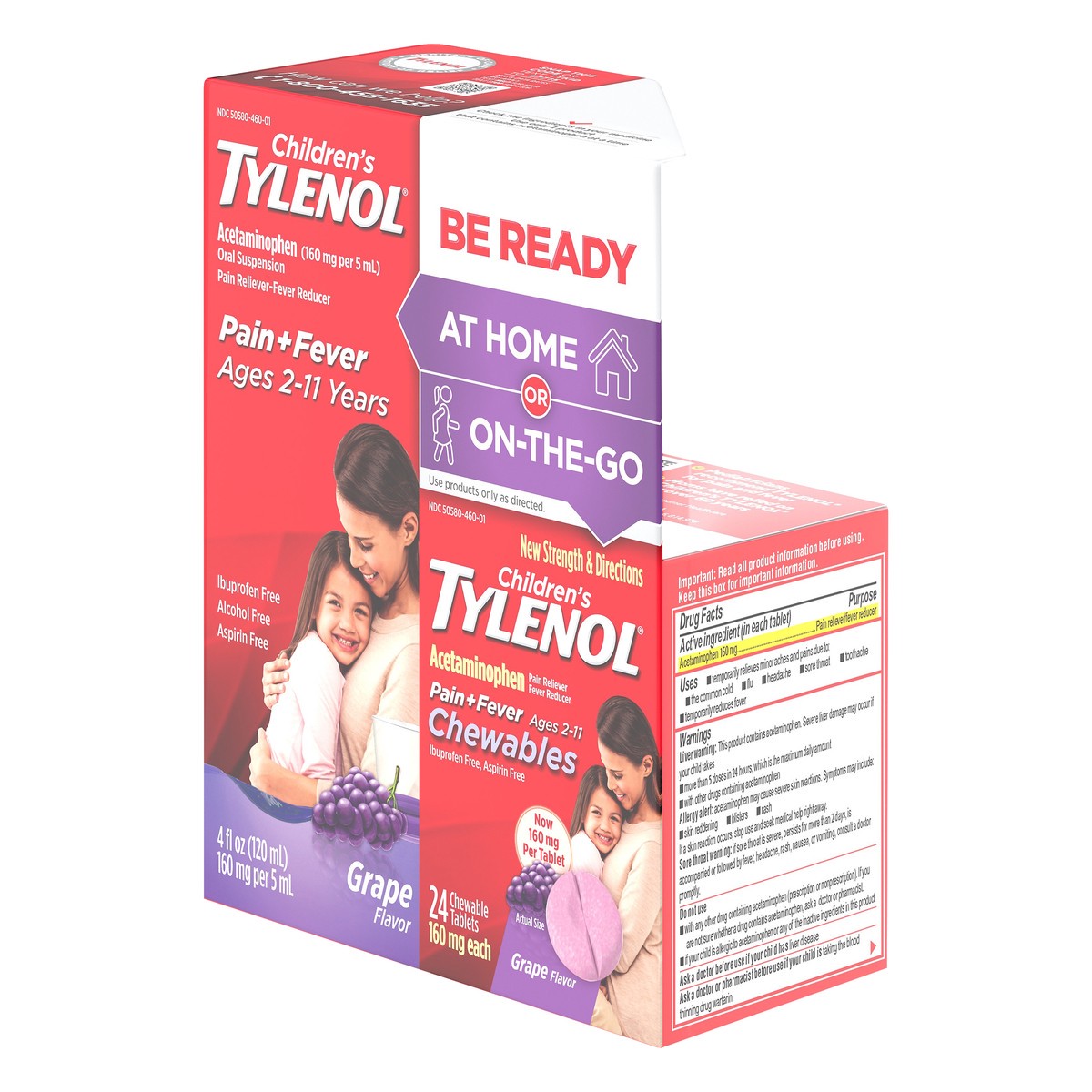 slide 6 of 7, Children's Tylenol Pack With Liquid Oral Suspension And Grape Chewables, 24 ct