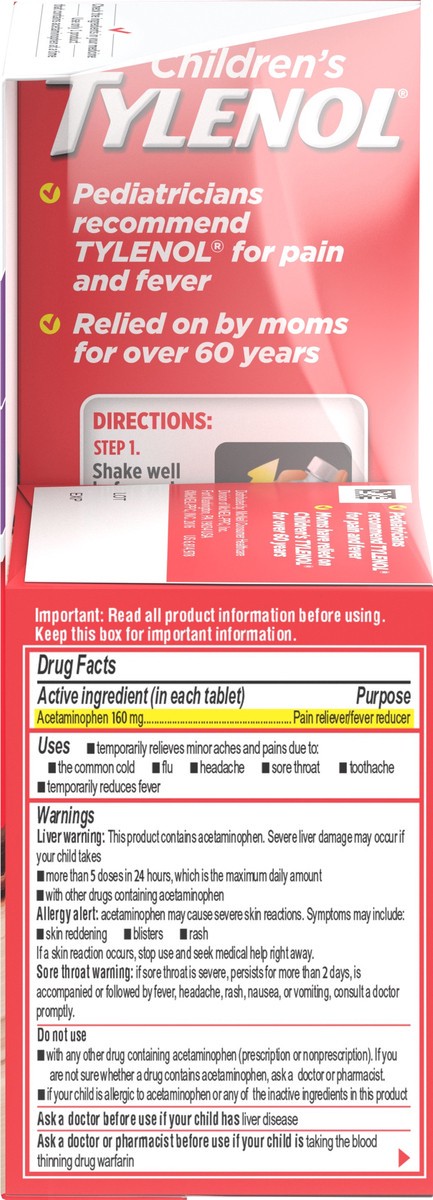 slide 2 of 7, Children's Tylenol Pack With Liquid Oral Suspension And Grape Chewables, 24 ct