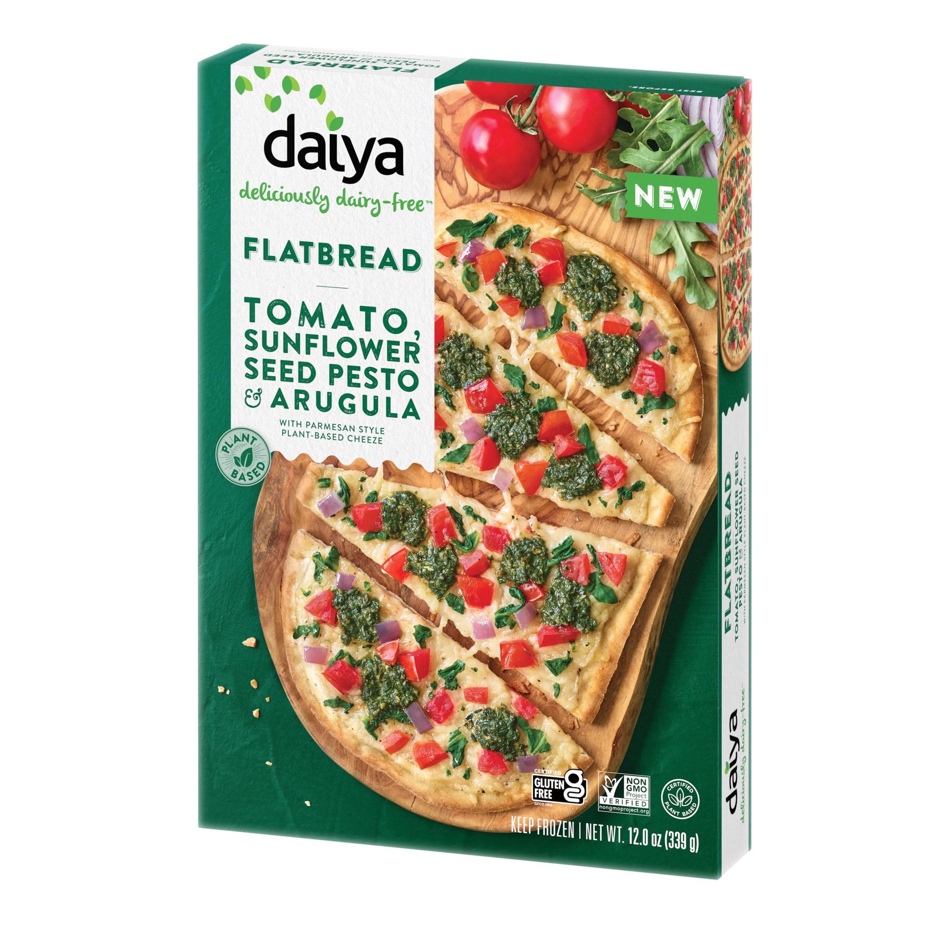 slide 1 of 4, Daiya Tomato, Sunflower Seed Pesto & Arugula Flatbread Pizza - 12 oz, 12 oz