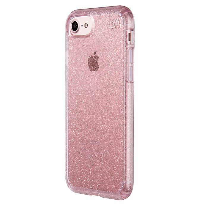 slide 5 of 5, speck Presidio Glitter Case for iPhone Pink with Gold Glitter, 7 in