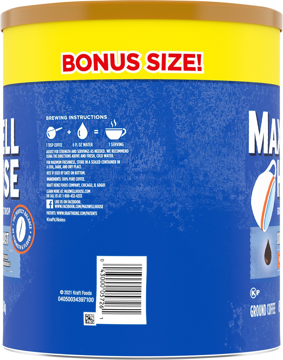 slide 2 of 9, Maxwell House The Original Roast Medium Roast Ground Coffee Bonus Size, 36.8 oz Canister, 30.6 oz