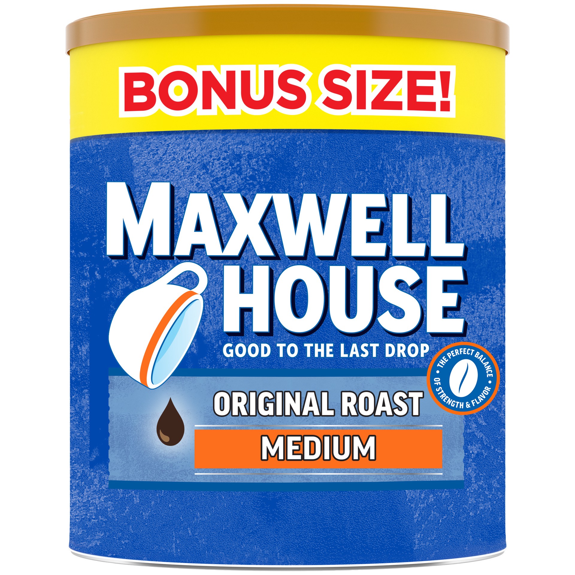 slide 1 of 9, Maxwell House The Original Roast Medium Roast Ground Coffee Bonus Size, 36.8 oz Canister, 30.6 oz