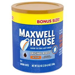 Maxwell House The Original Roast Medium Roast Ground Coffee Bonus Size, 36.8 oz Canister