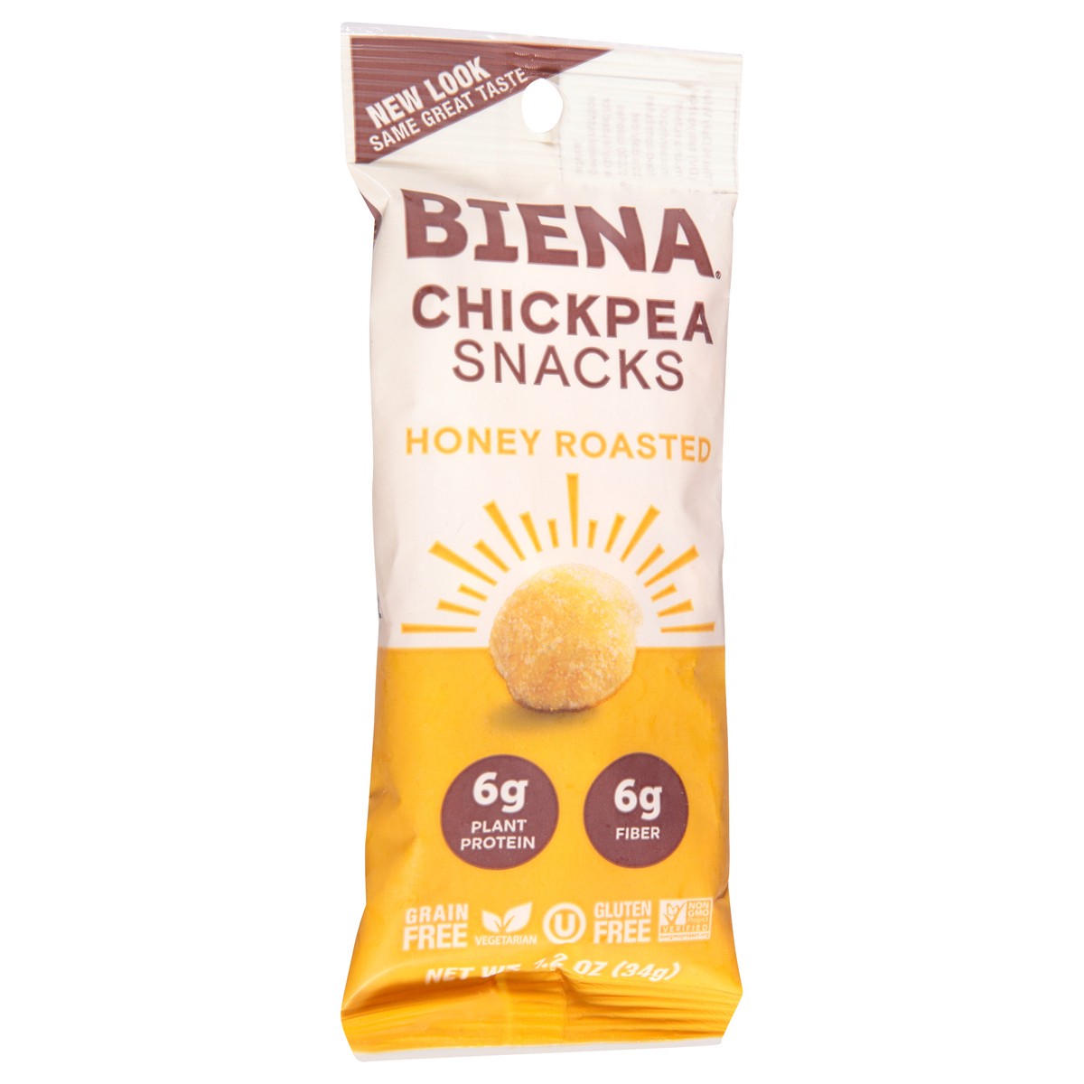 slide 3 of 9, Biena Honey Roasted Chickpea Snacks 1.2 oz, 1.2 oz