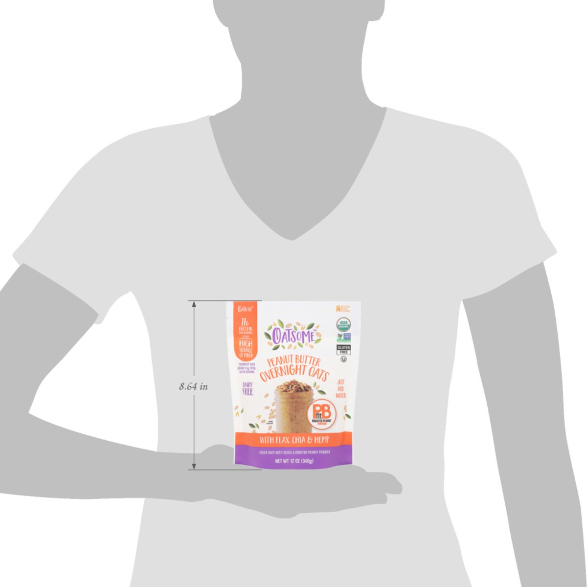 slide 2 of 14, Oatsome Dairy Free Peanut Butter Overnight Oats with Flax, Chia & Hemp 12 oz, 12 oz