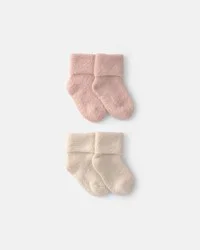 Carters Baby Girl 4-Pack Baby Booties - Pink/Ivory Pink/Ivory 12-24