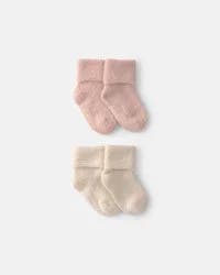 Carters Baby Girl 4-Pack Baby Booties - Pink/Ivory Pink/Ivory 12-24