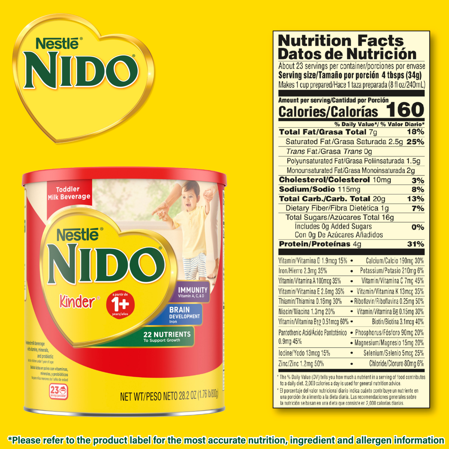 slide 2 of 8, Nido Nestle NIDO Kinder 1+ Toddler Powdered Milk Beverage - Canister - Shelf Stable Toddler Drink 56.3 oz., 56.3 oz