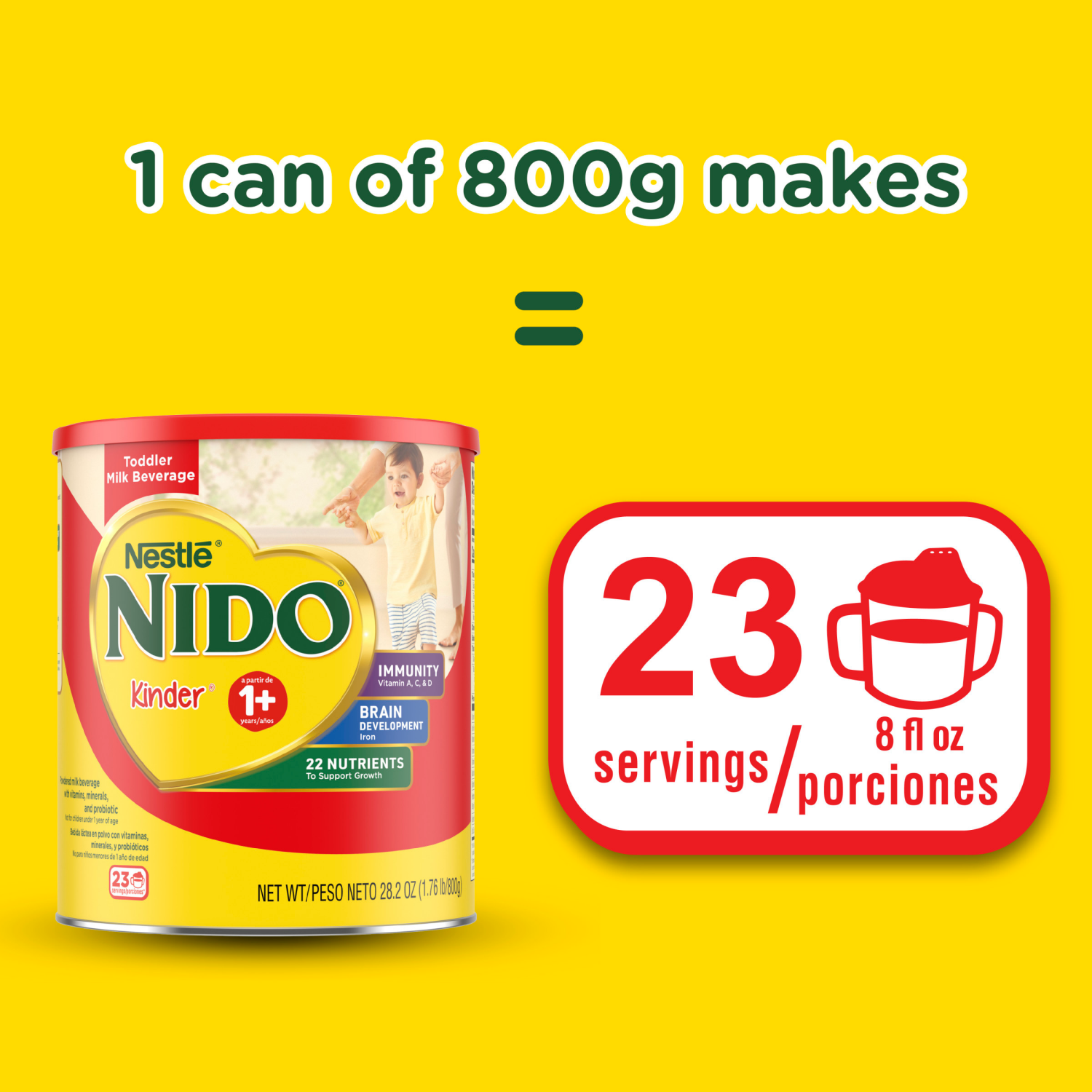slide 4 of 8, Nido Nestle NIDO Kinder 1+ Toddler Powdered Milk Beverage - Canister - Shelf Stable Toddler Drink 56.3 oz., 56.3 oz