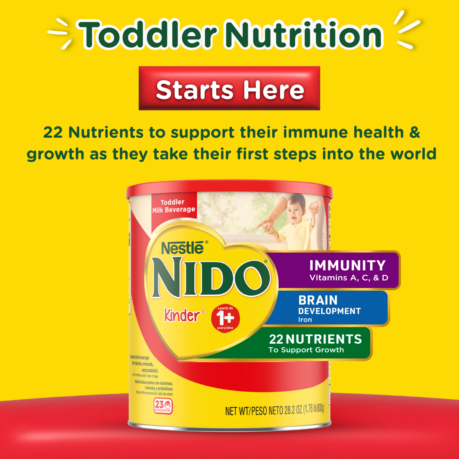 slide 6 of 8, Nido Nestle NIDO Kinder 1+ Toddler Powdered Milk Beverage - Canister - Shelf Stable Toddler Drink 56.3 oz., 56.3 oz