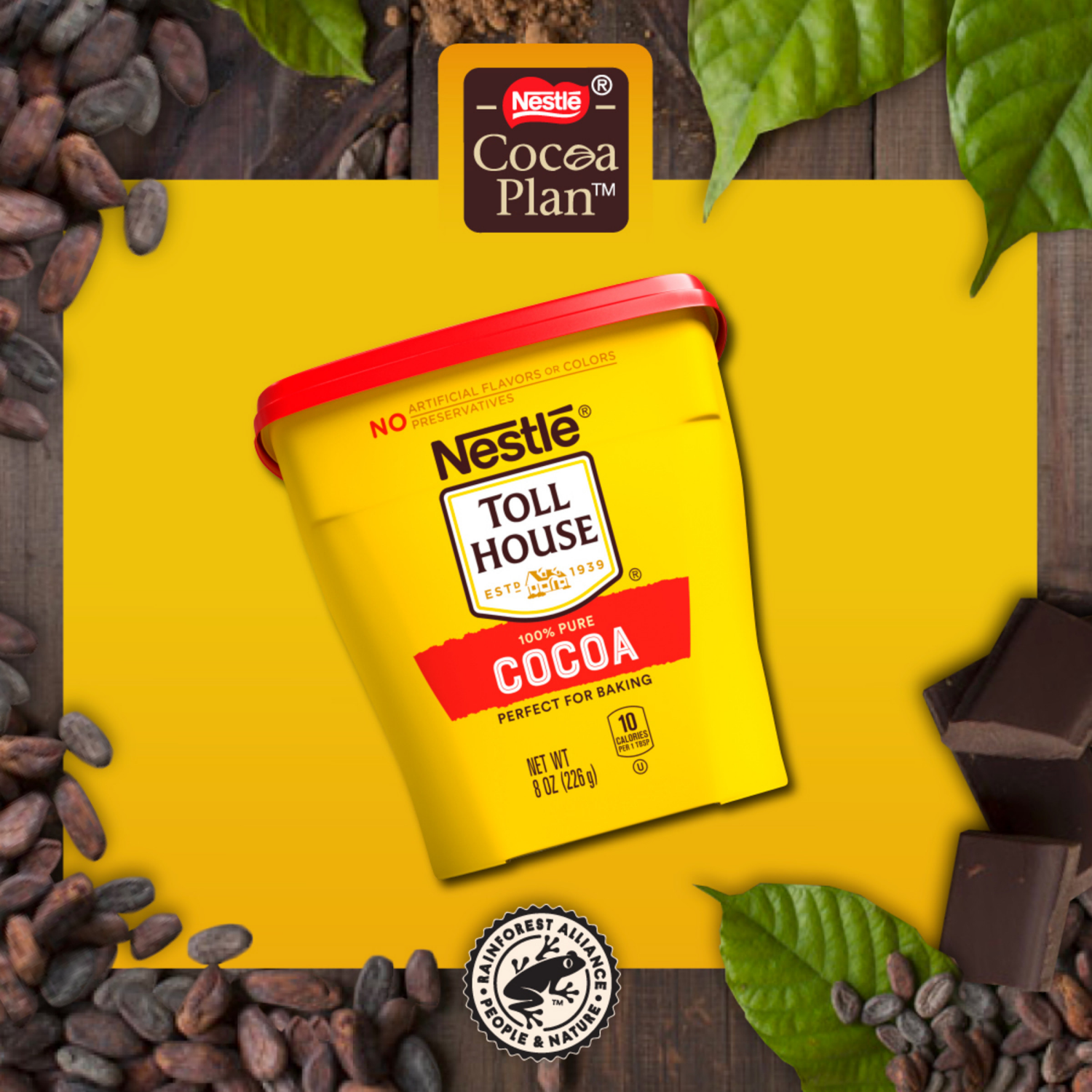 slide 7 of 7, Nestlé TOLL HOUSE Cocoa 8 oz. Plastic Canister, 8 oz