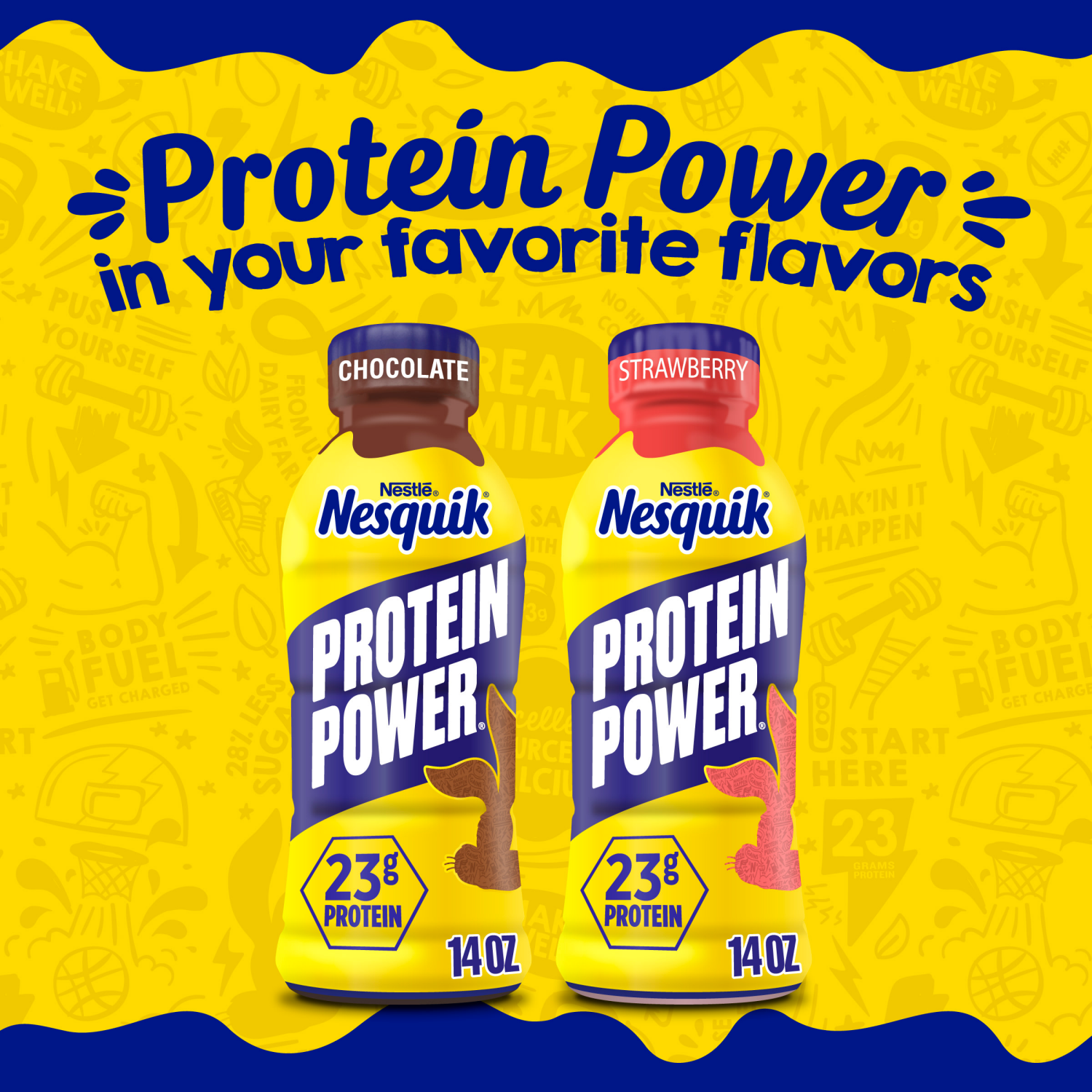 slide 8 of 8, Nesquik Protein Power Strawberry Protein Milk Drink, Ready to Drink 14 fl oz., 14 oz