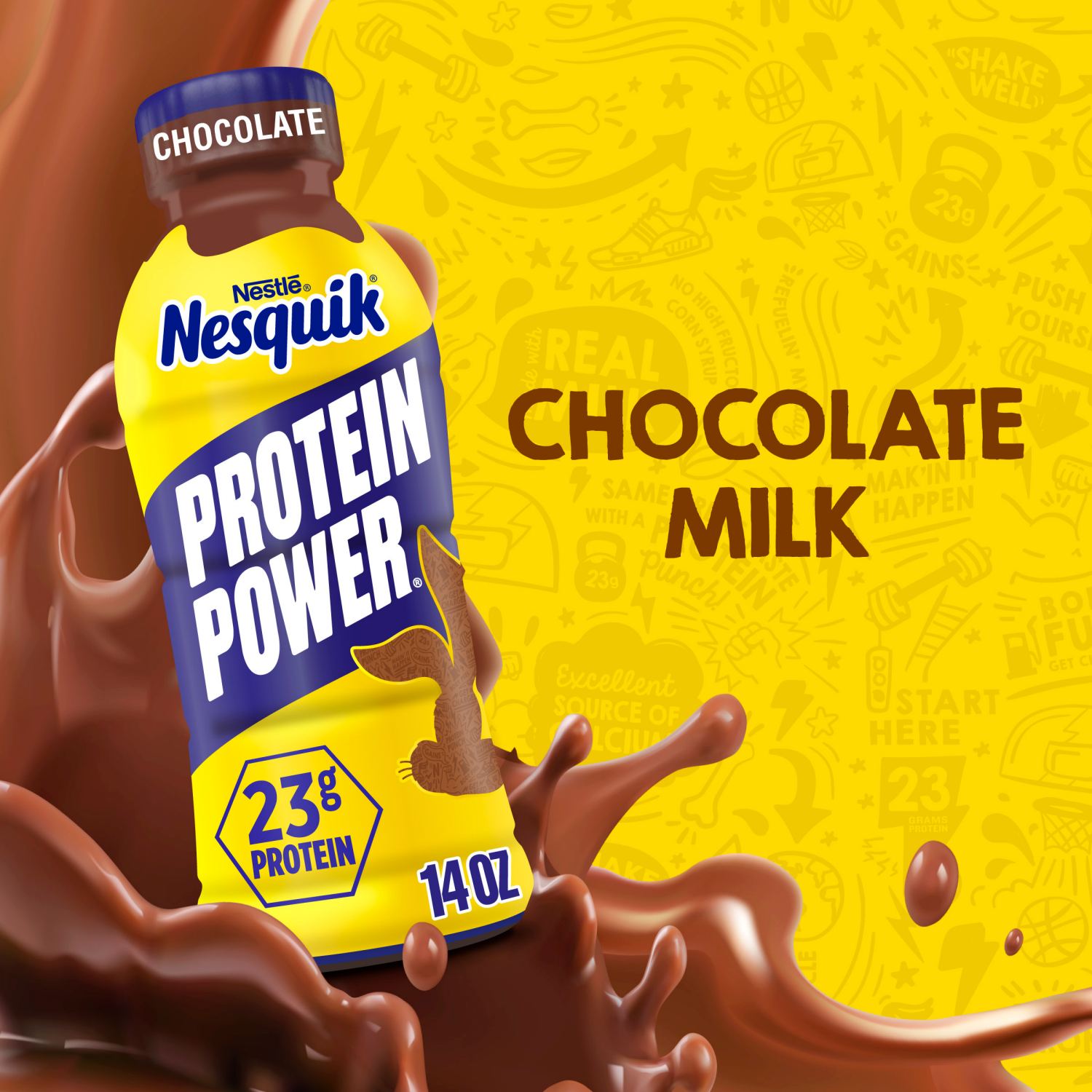 slide 4 of 5, NESQUIK Protein Power Chocolate Protein Milk Drink, Ready to Drink 14 fl oz., 14 fl oz