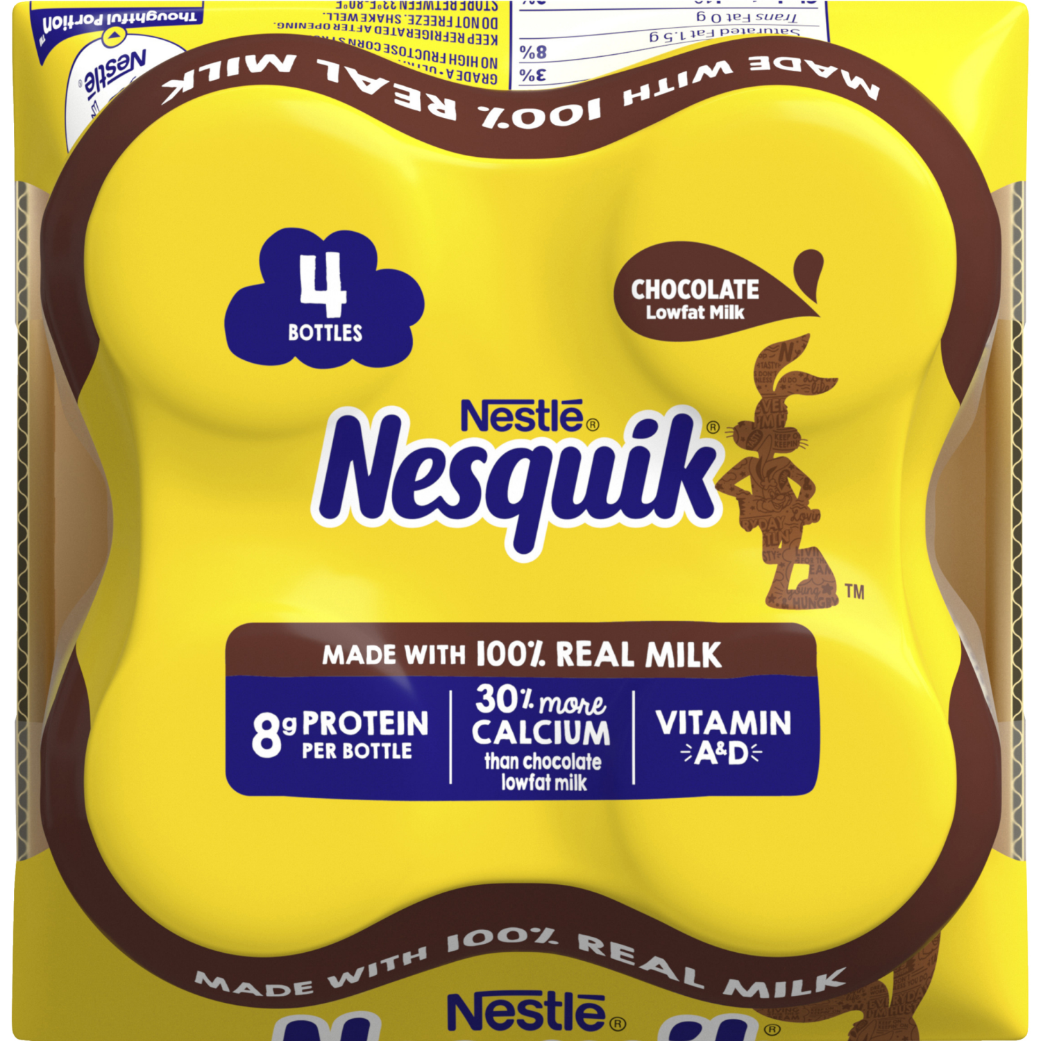 slide 5 of 5, Nesquik Chocolate Milk, Ready to Drink, Shelf Stable Low-fat Milk, 4PK, 32 oz