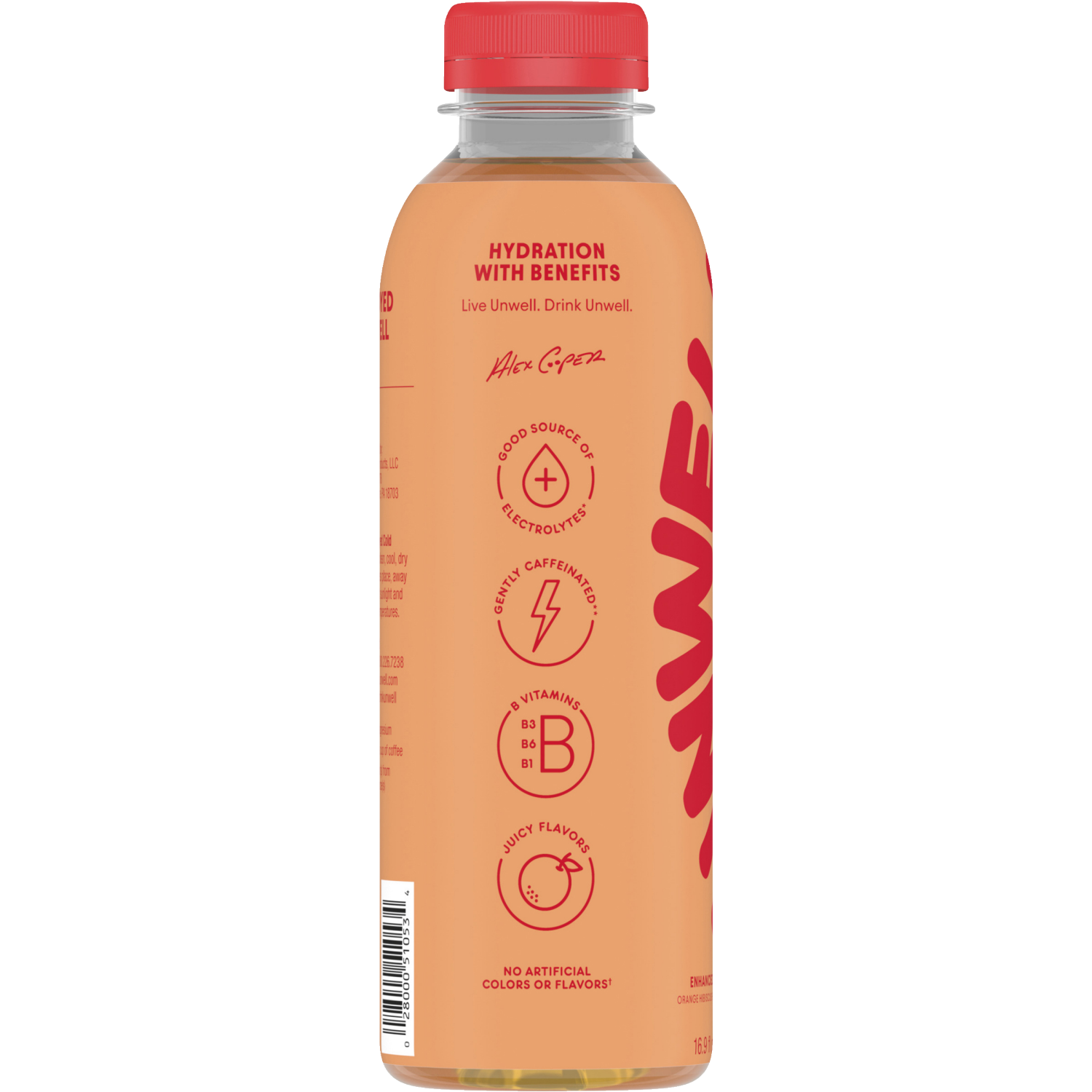 slide 3 of 3, Unwell Hydration Enhanced Electrolyte Beverage Rapid Hydration + Focus – Orange Hibiscus, 16.9 fl oz