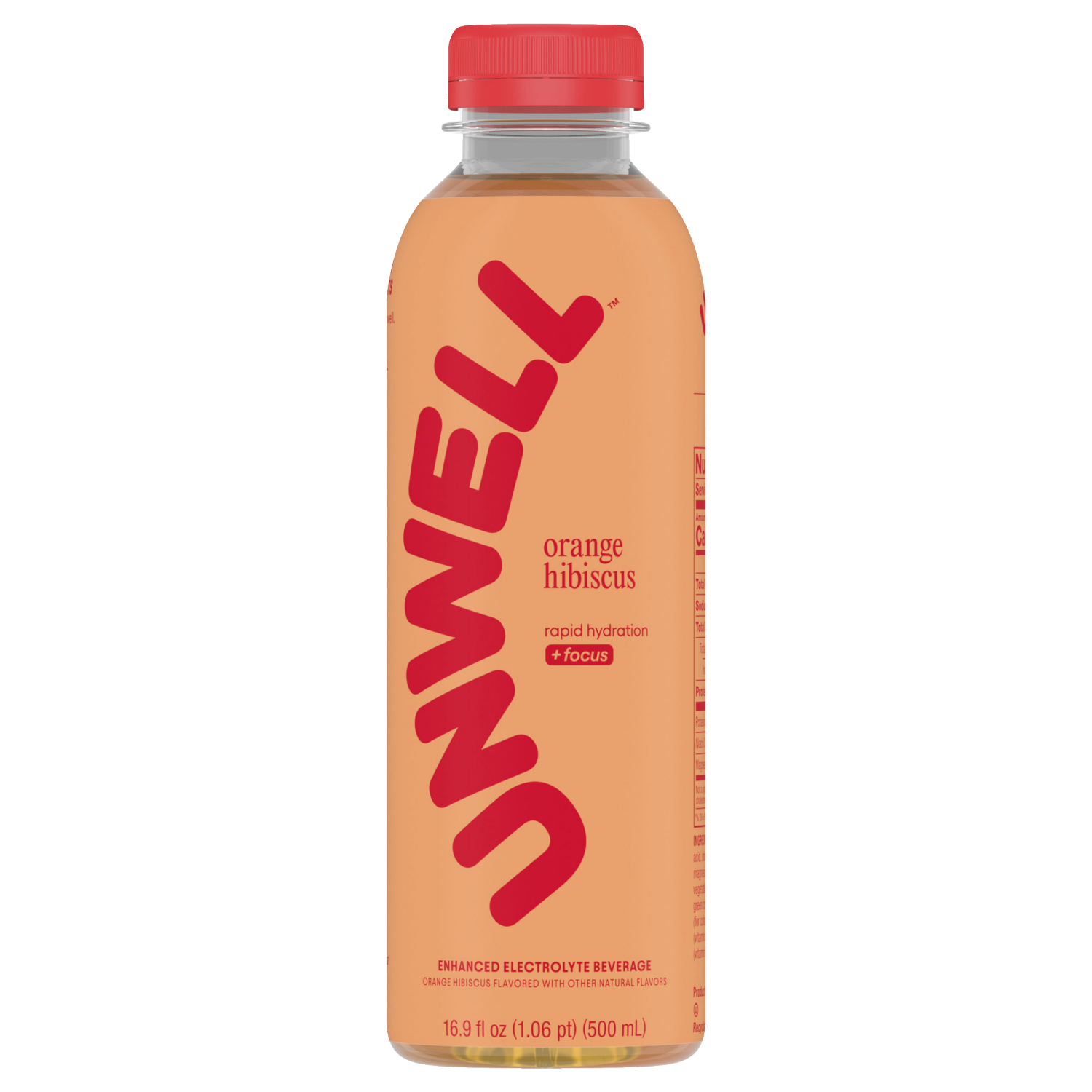slide 1 of 3, Unwell Hydration Enhanced Electrolyte Beverage Rapid Hydration + Focus – Orange Hibiscus, 16.9 fl oz