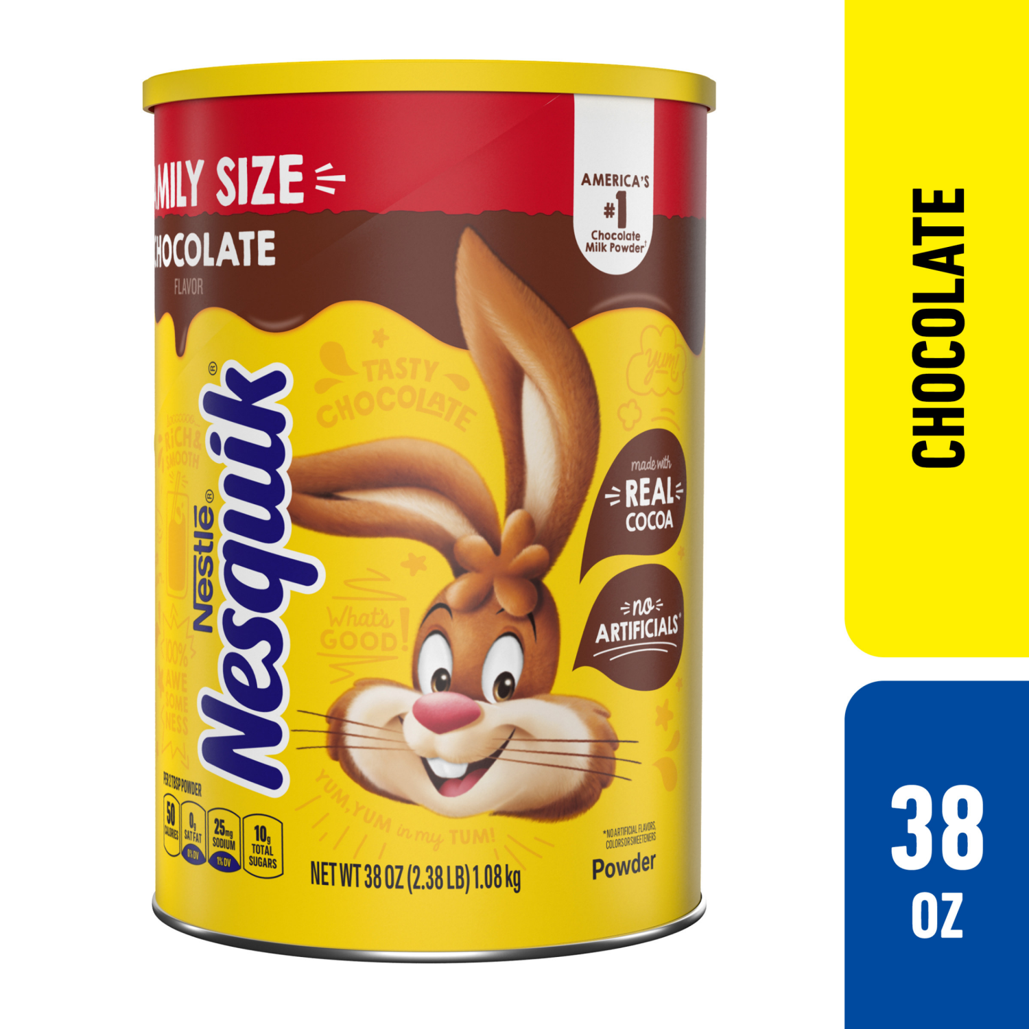 slide 1 of 8, NESQUIK Chocolate Flavor Powder Drink Mix Canister 38 oz., 38 oz