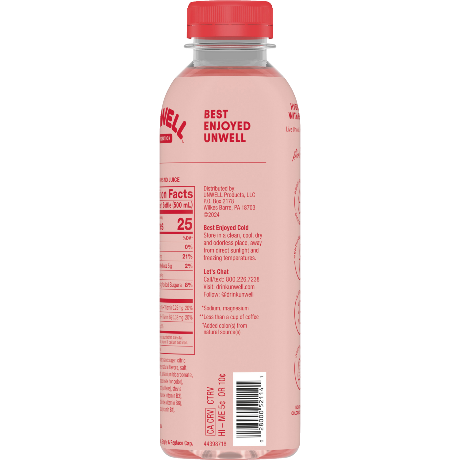 slide 2 of 3, Unwell Hydration Electrolyte Drink for Rapid Hydration + Focus – Strawberry, 16.9 fl oz