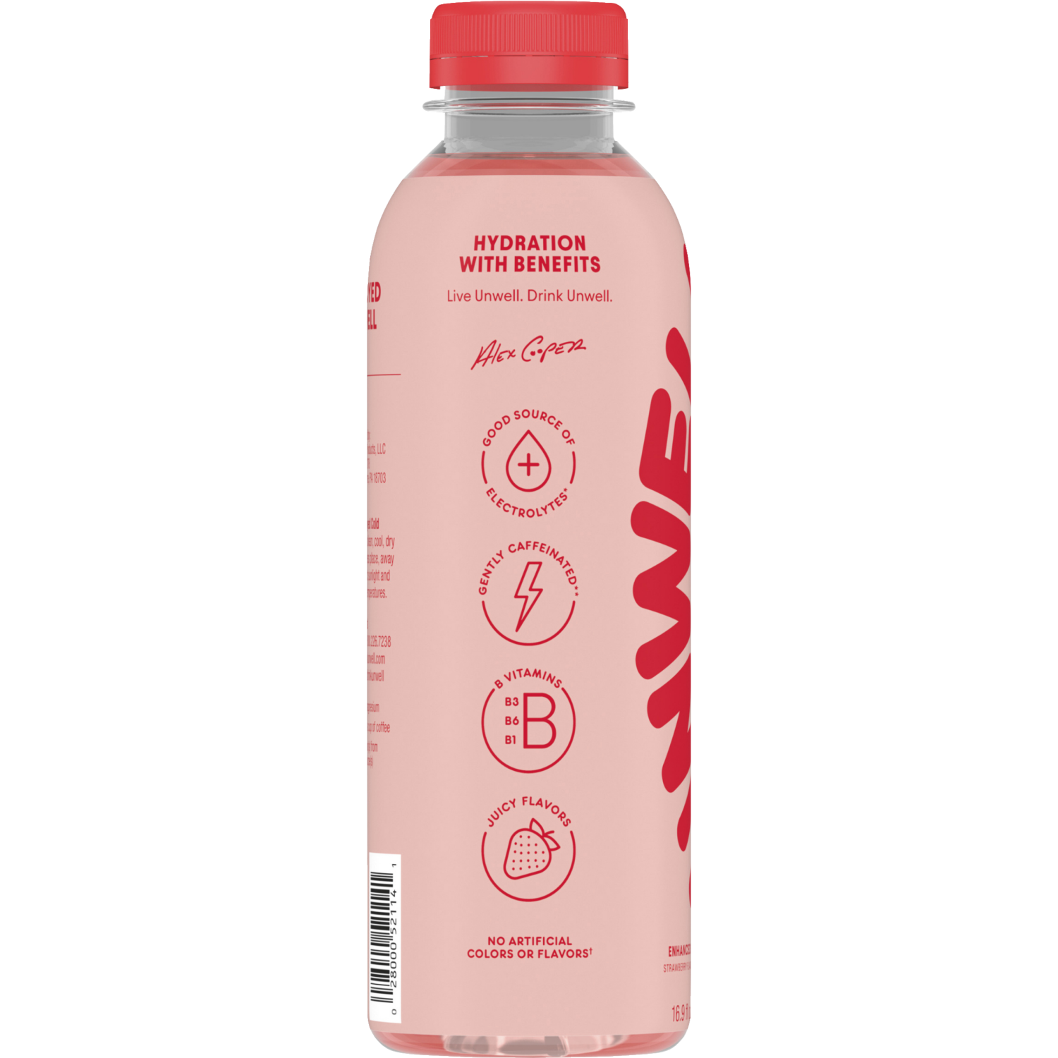 slide 3 of 3, Unwell Hydration Electrolyte Drink for Rapid Hydration + Focus – Strawberry, 16.9 fl oz