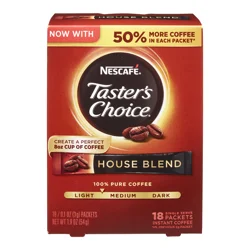 Nescafé Taster's Choice Instant House Blend Coffee 18 - 0.1 oz Single Serve Packets