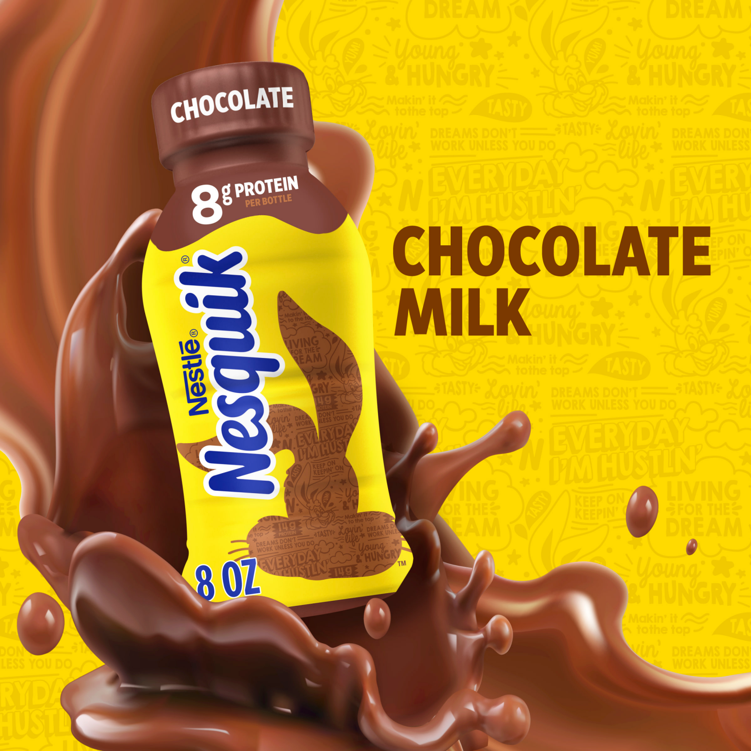 slide 4 of 5, Nesquik Lowfat Chocolate Milk 12 - 8 fl oz Bottles, 12 ct