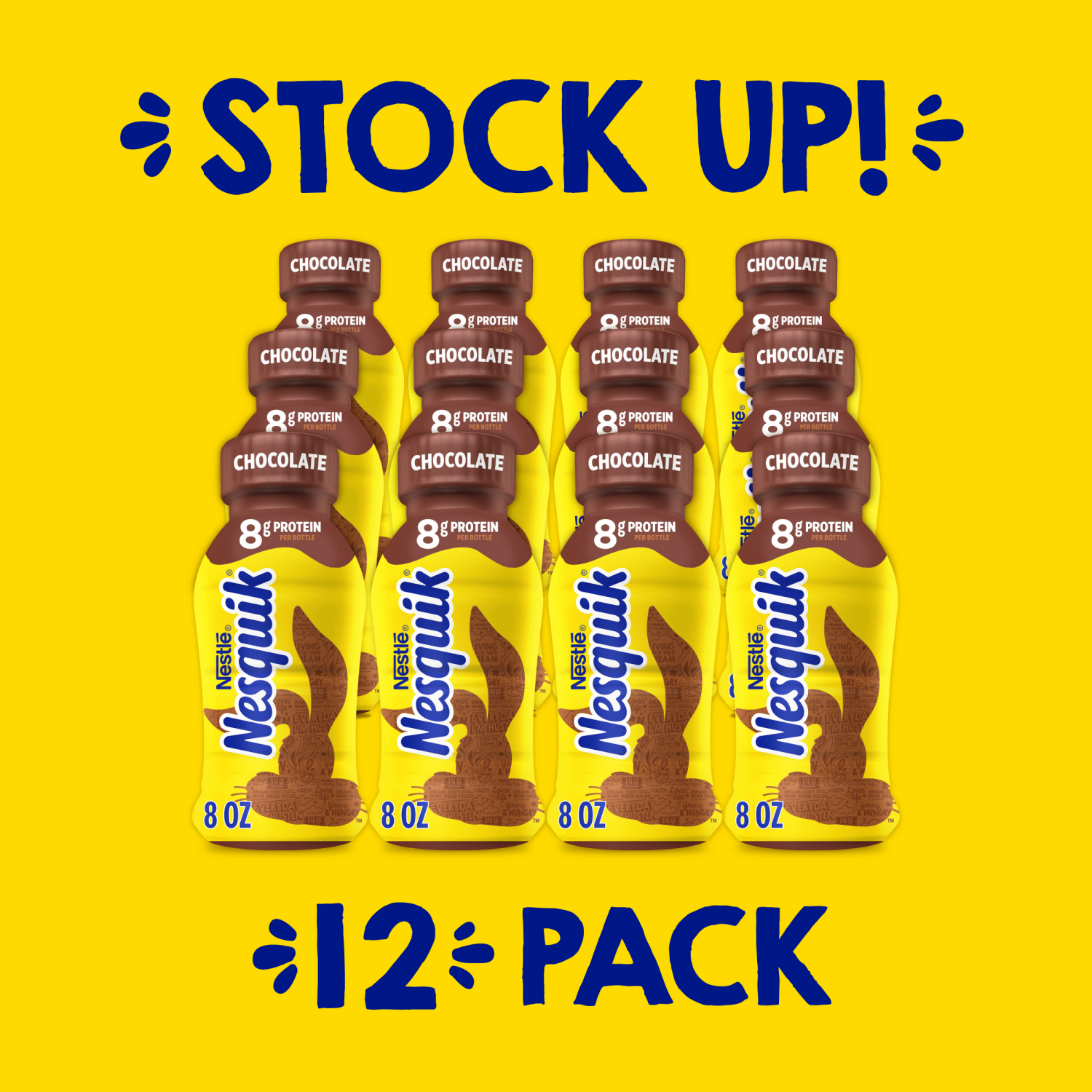 slide 5 of 5, Nesquik Lowfat Chocolate Milk 12 - 8 fl oz Bottles, 12 ct