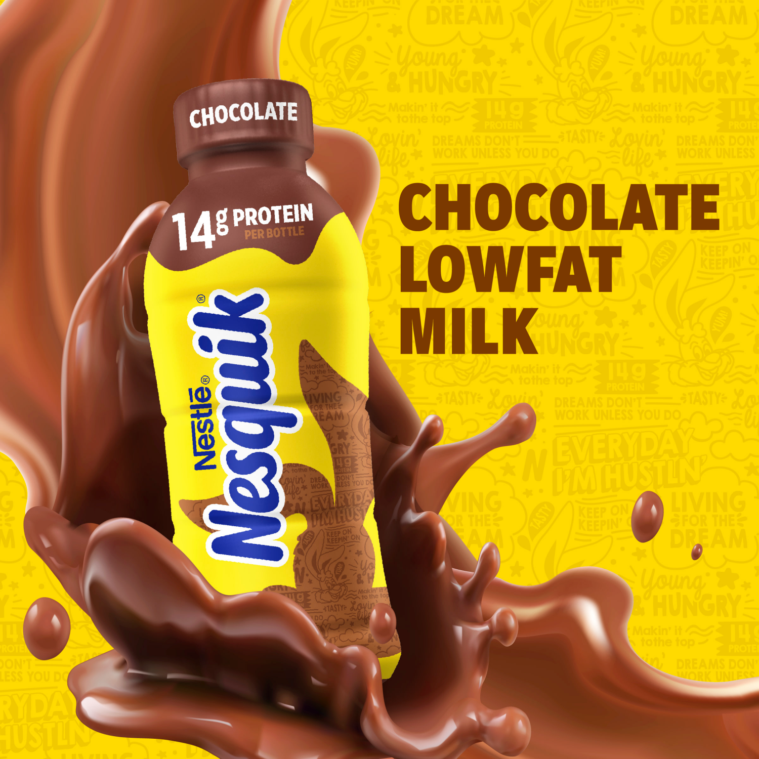 slide 6 of 8, Nesquik Chocolate Lowfat Milk, Ready to Drink 14 fl oz., 14 fl oz