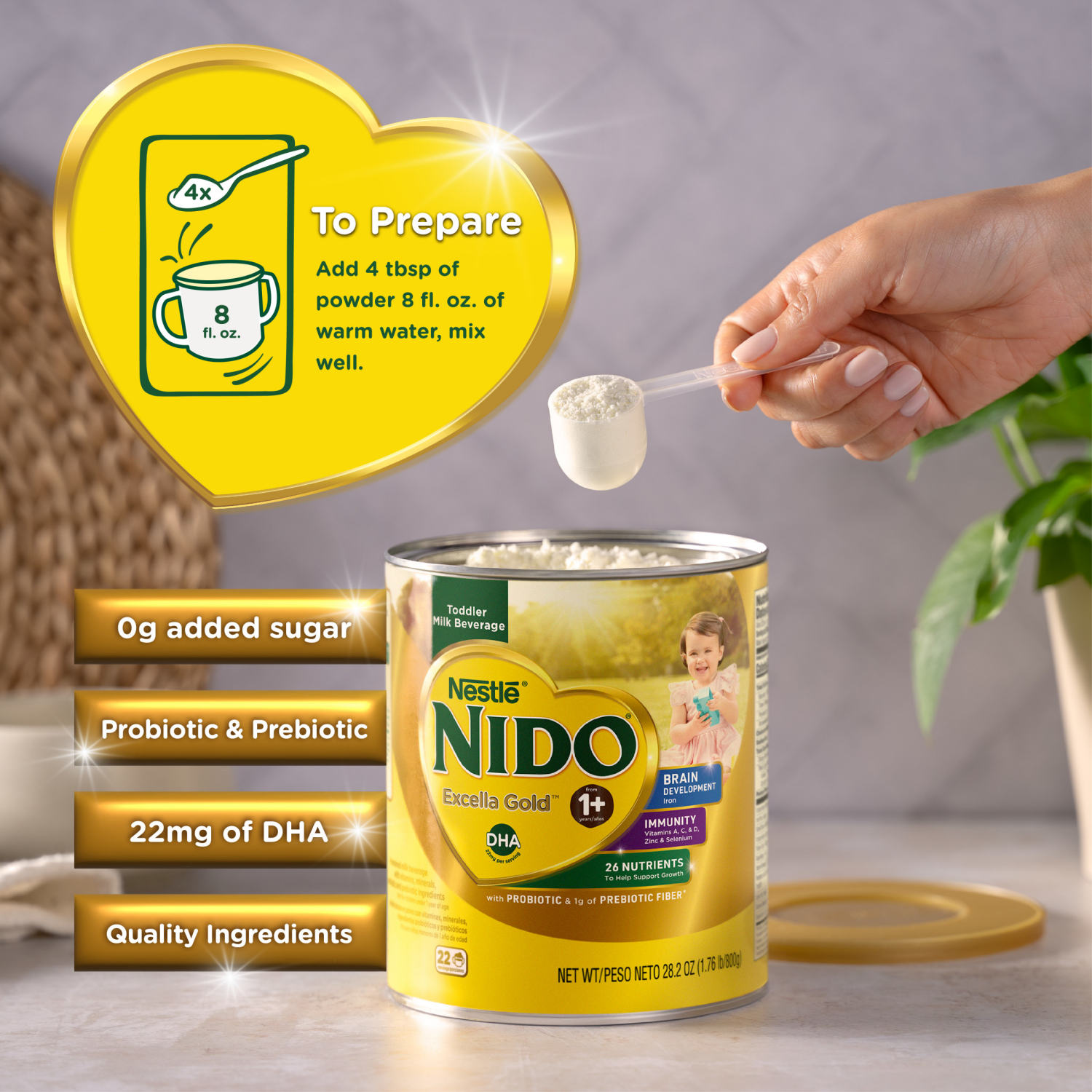 slide 2 of 5, Nestle Nido Excella Gold 1+ Years Toddler Milk, 28.2 oz